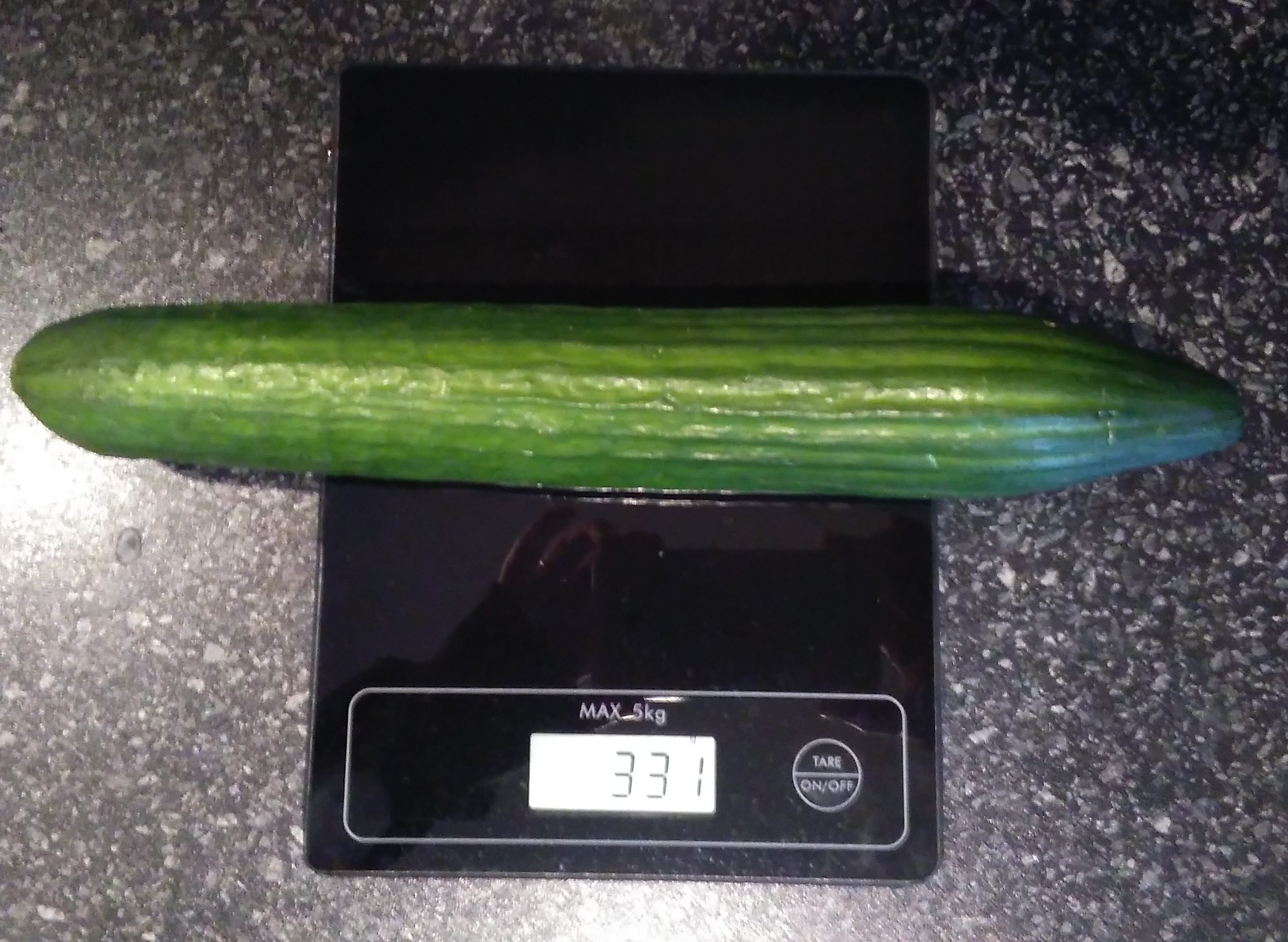 Cucumber being weighed