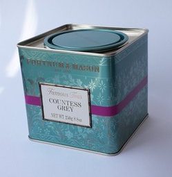 Fortnum and Mason tea caddy. Picture for packaging review on scgreenwood.co.uk